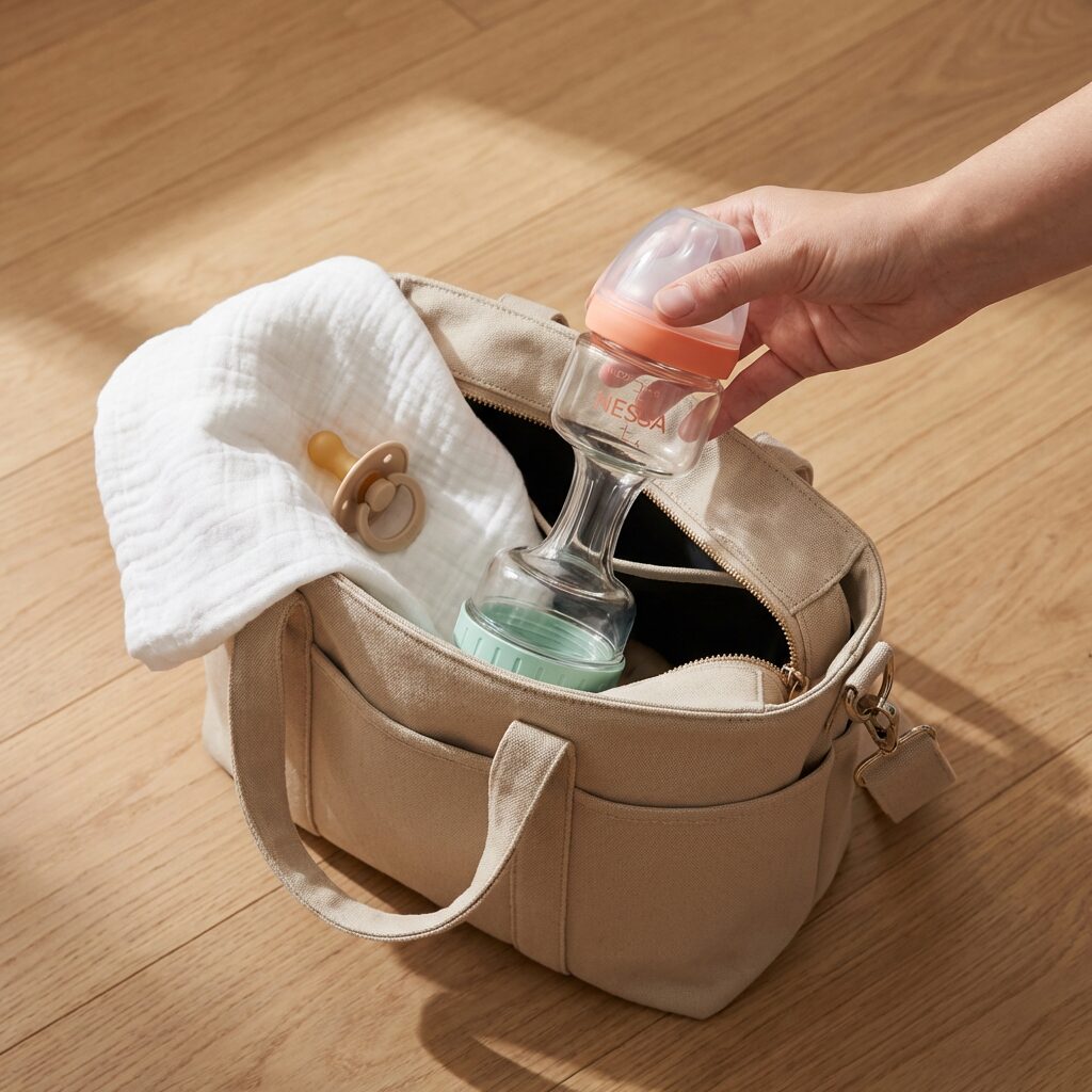 Nessa Bottle in a stylish diaper bag