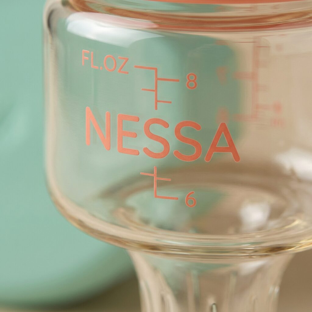 Close-up of Nessa Bottle measurement markings